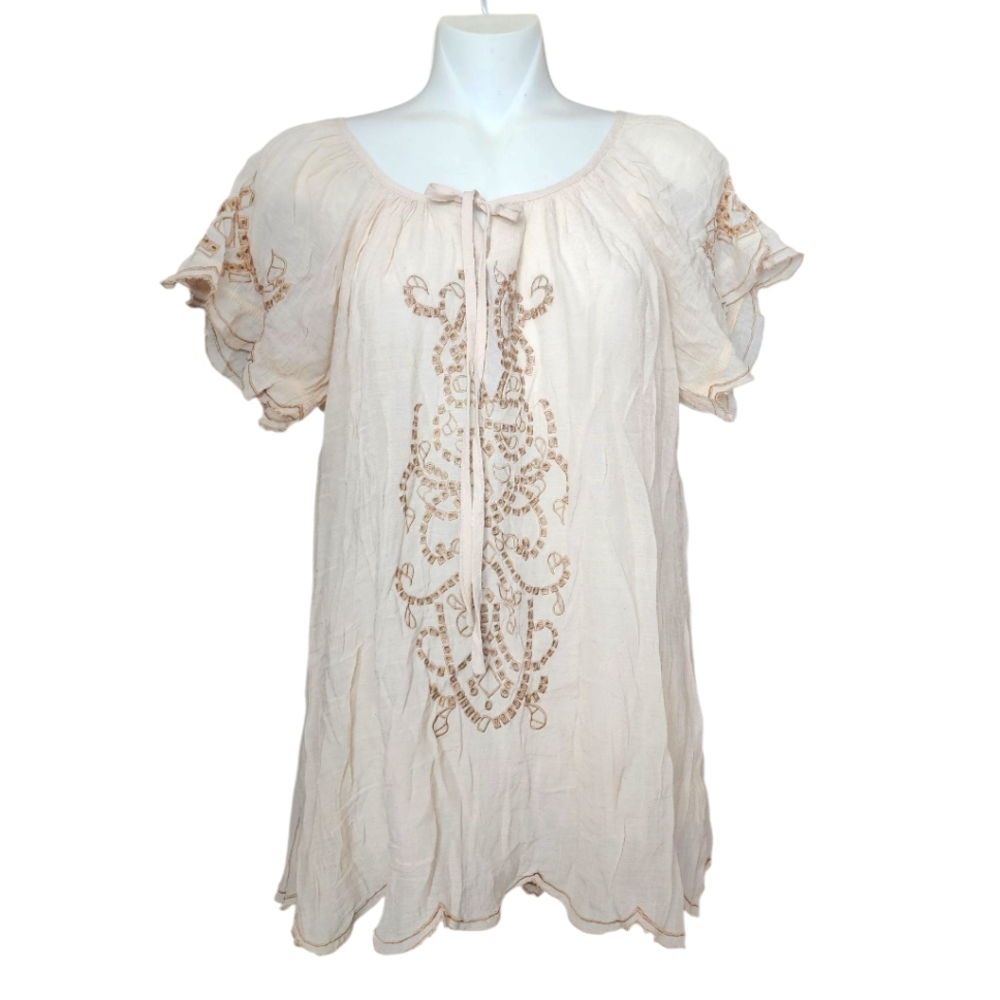 SISTERS Embroidered Cream Blouse